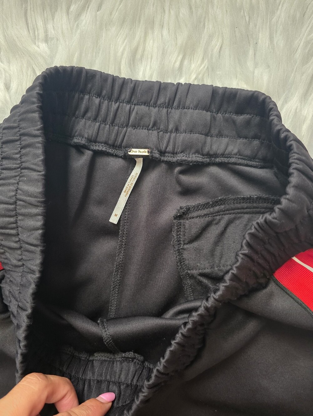 Free People Black Track Pants with Red Side Stripes - Picture 3 of 3